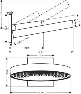 Hansgrohe Rainfinity 360 1jet  26230000 верхний душ с настенным держателем